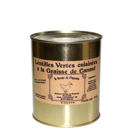 Lentilles Vertes cuisinés à la graisse de canard 800g
